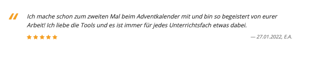 Feedback einer Teilnehmerin des fobizz Adventskalenders